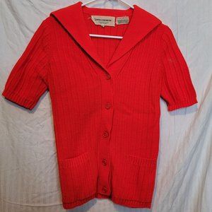 Vintage Red Pullover Sweater Collared The Broadway Size Medium Acrylic Japan